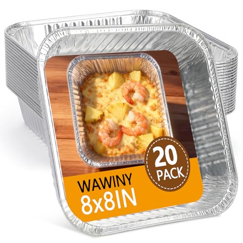Image of 8x8 Thickened Aluminum Foil Pans, 20Pack Disposable Aluminum Pans for Roasting, Baking, Cooking, Food Prep, Chafing, Steam Table, Oven, Cake, and Party Catering.