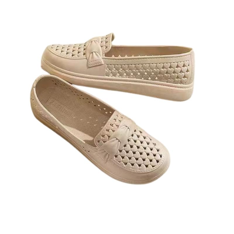 Comfortable Plastic Mesh Non Slip Flat Shoes for Women Breathable & Lightweight | Khaki - 36-image-39
