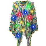 Coume Light up Mardi Gras Outfit for Women Mardi Gras Costumes Poncho Scarf Shawl Dress Accessories Masquerade Party (Batteries Not Included)
