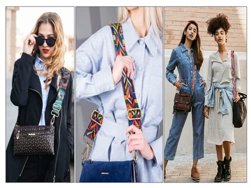 Kellegour 5 Stück Verstellbarer Schultergurt Bunt,Wechseln, Breiter Taschengurt im Ethno-Stil,Herren Taschenriemen,Damen Zubehör Tragegurt für Schultertasche Tragetaschen und Handtaschen