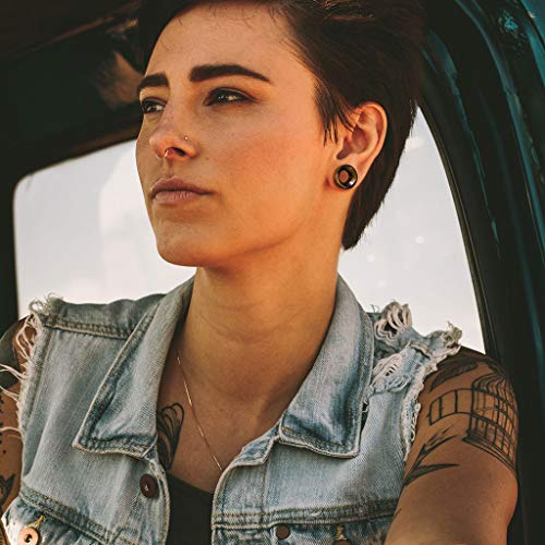 Pierced Owl - Tiger Eye Stone Double Flared Saddle Tunnels, Sold as a Pair3