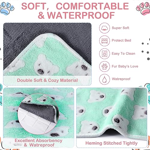 Image of 4 Pcs Waterproof Guinea Pig Blankets Washable Small Animal Fleece Bedding Absorbent Guinea Pig Cage Liners Reusable Pet Pee Pad Sleep Mat Pad Cover for Hamster Ferret (Bear Pattern,24 x 16 Inch)