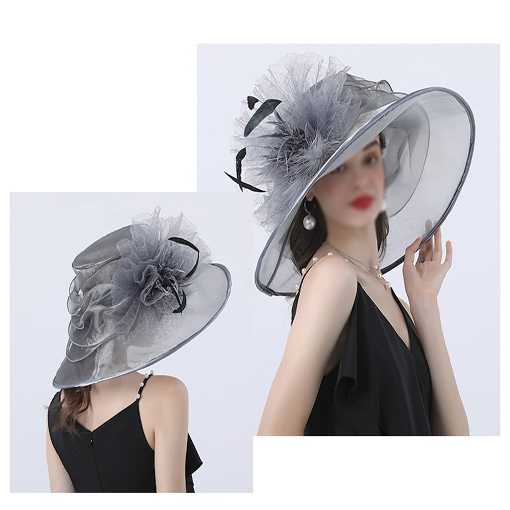 Cappello da Spiaggia per Adulti con Decorazione Floreale per Donna, in Rete, Personalizzato retrò, Primaverile ed Estivo