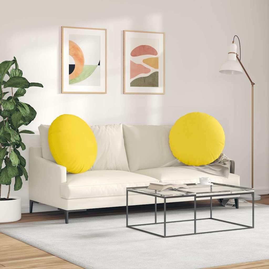 Juego de 2 cojines de suelo, 80 x 80 x 29 cm, color amarillo claro