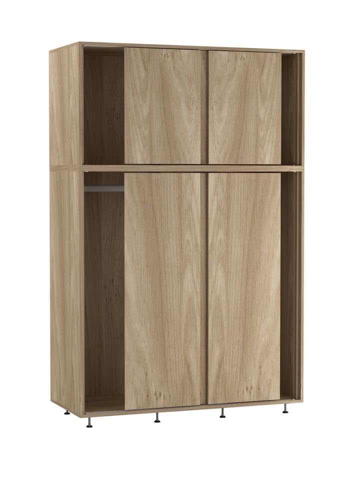 URBNLIVING 6-Door Sliding Wardrobe, Modern Freestanding Bedroom Storage with Smooth Sliding Doors, Adjustable Feet & Hanging Rail - Spacious & Stylish Closet for Organised Living