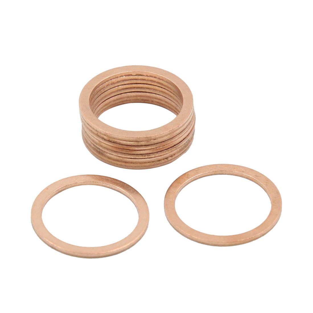 X AUTOHAUX 18mm Inner Dia Copper Washers Flat Sealing Plate Gaskets Rings 10pcs, Copper Tone, 18*22*1mm