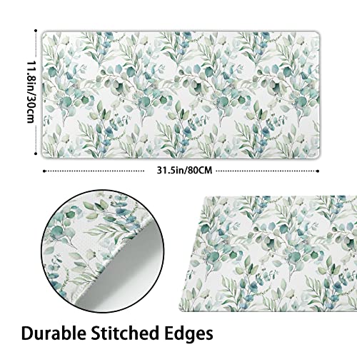 Image of Large Mouse Pad 31.5x11.8 Inches XL Extended Gaming Mousepad Green Leaves Desk Mat for Desktop, Long Computer Keyboard Mouse Mat Non-Slip Base Desk Pad for Home Laptop Game Office Work