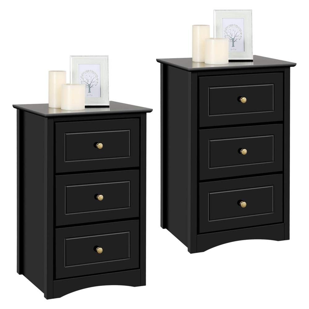 Buy Yaheetech Modern Bedside Table Nightstands with Shelf Pine Wood