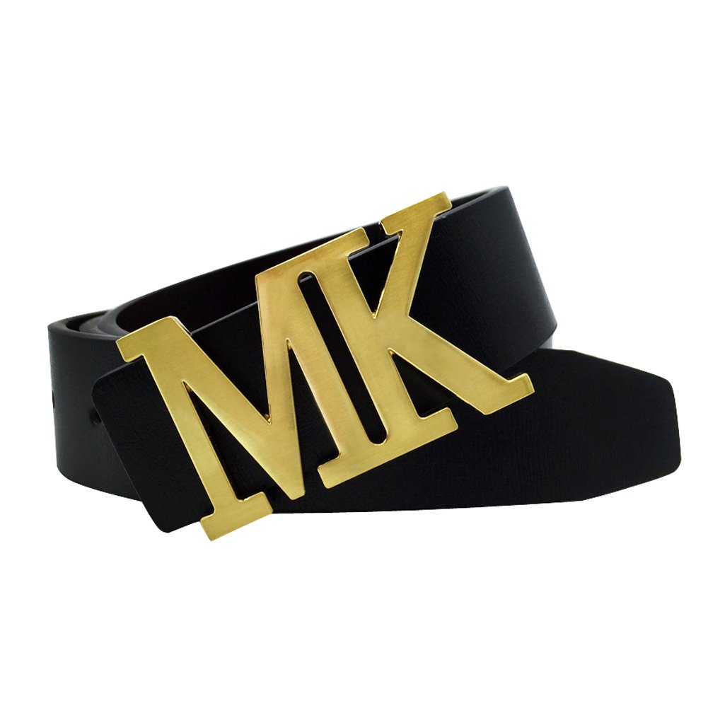 maikun Mens Dress Leather Belt, 1.3'' Width Casual Black Belt for Men