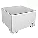 RS Trade 'Toscana' Polyrattan Beistelltisch mit verstärktem Alu-Gerüst und Temperglas Tischplatte (bis 90 kg als Hocker nutzbar), integrierte Spannbänder und höhenverstellbare Standfüße, Weiss
