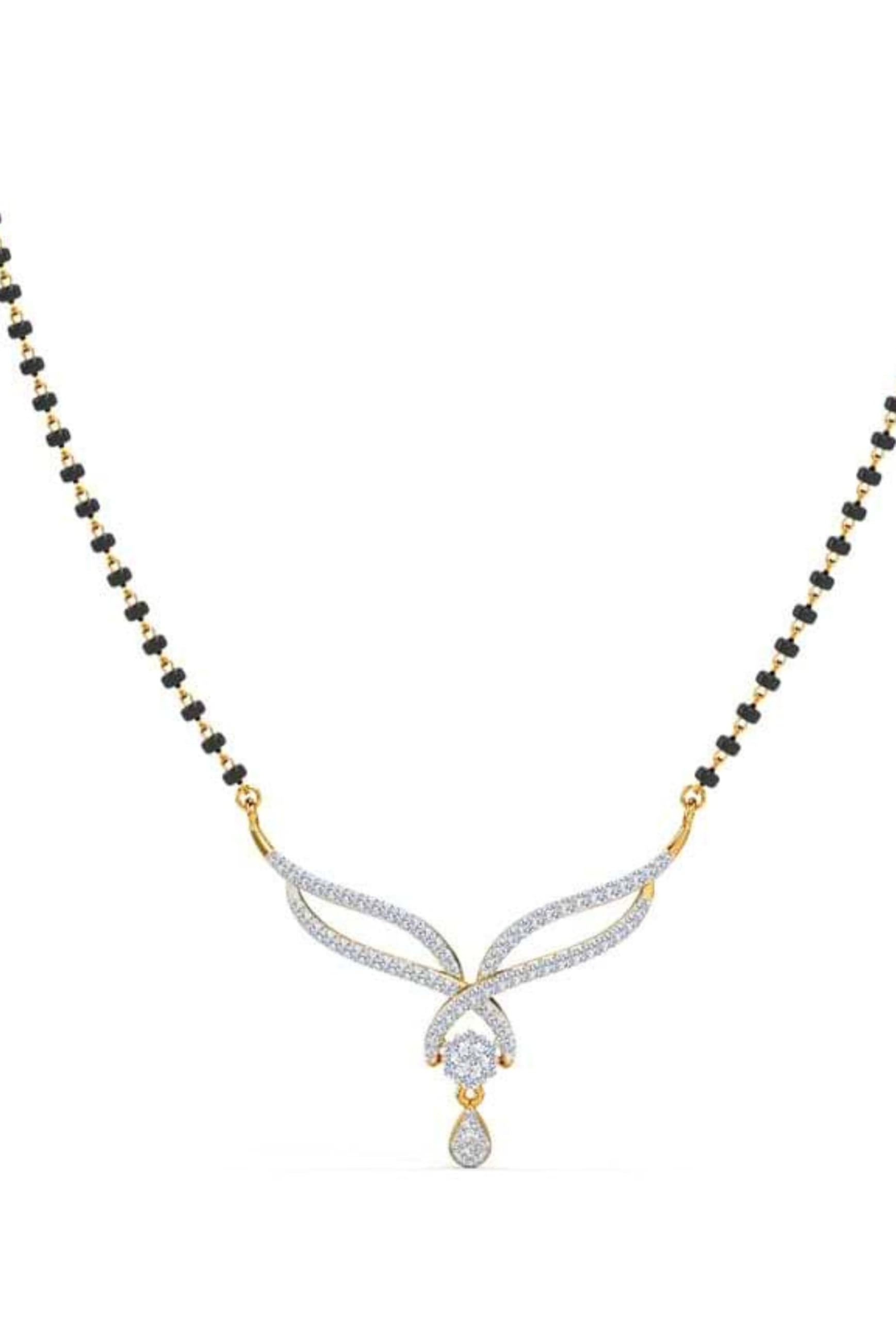 wynona Traditional Gold Plated Short Mangalsutra | 18 Inch Black Beaded Chain | American Diamond for All Occasions-picture-31