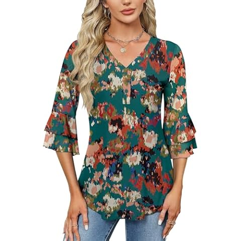 Rapbin V Neck Flared Tunic Shirt Cover