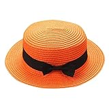 Bokeley Fashion Women Straw Hats Baby Hat, Hats for Girls Boys Cap Kids Sun Cap Summer Kids Beach Panama Caps (Orage-Adult)
