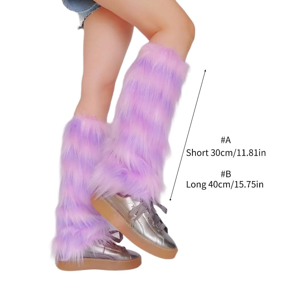 Faux Furs Leg Warmer,Warm Soft Cozy Fuzzy Leg Warmer Boot Cuffs for Women Party Costumes Boot Sleeves Boot Covers
