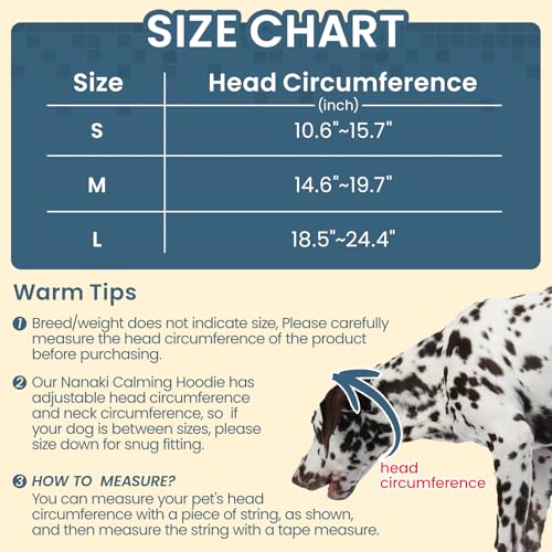 Image of Nanaki Calming Hoodie for Fireworks &Storms -No Shake Ear Wrap Dog Hematoma | Adjustable Calming Ear Covers Anxiety Relief, Soft Ear Protection for Noise Bath Grooming,Ear Muffs for Eating,Car Rides