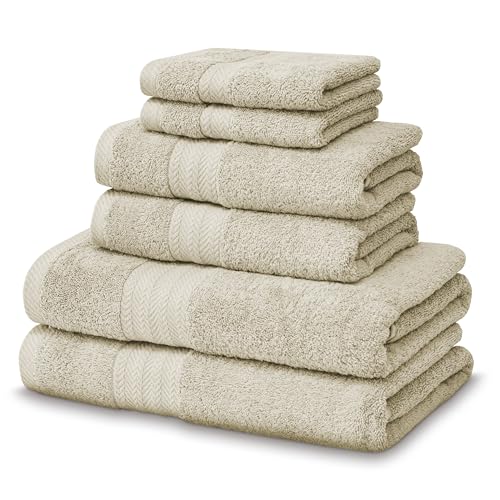 Victorio Lucchino Juego De Toallas 100 Algodón - 2 Toallas Baño Ducha 70x140cm 2 Toallas Lavabo 50x100cm 2 Toallas Tocador 30x50cm - Color Beige