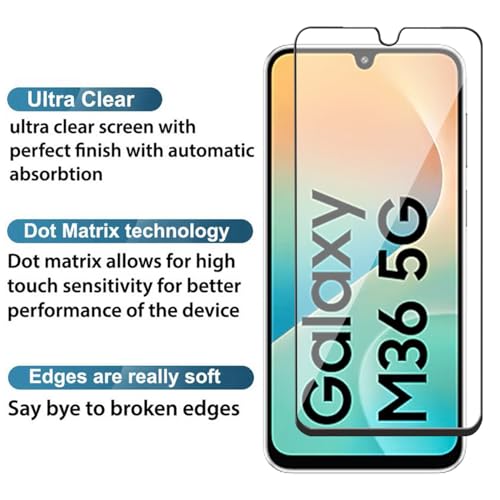 Image of POPIO Military-Grade Gorilla Tempered Glass for Samsung Galaxy M36 | 9H Hardness, Edge-to-Edge, Bubble-Free