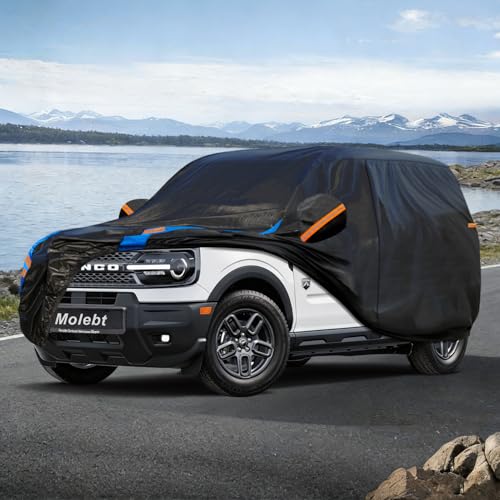 Image of Custom Fit SUV Car Cover for Ford Bronco Sport (2020-2026), Upgraded Waterproof All Weather Outdoor Auto Cover with Driver Door Zipper & Mirror Pockets, UV /Snow /Dust Protection