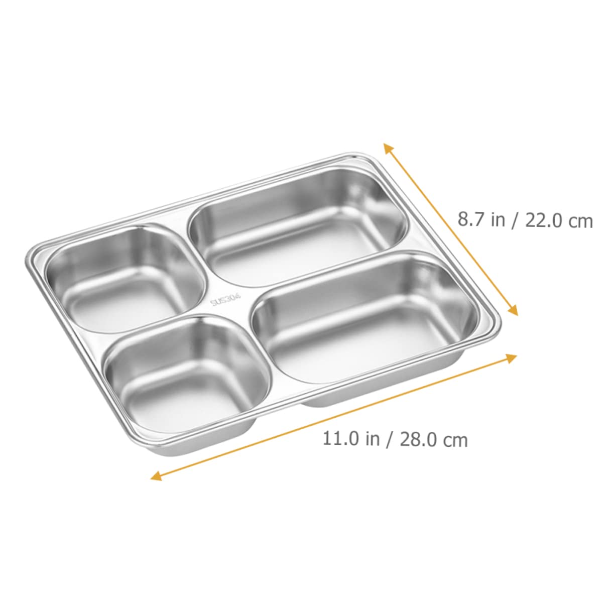 Unomor Boys and Girls Lunch Compartment Tray Stainless Steel Plate Dividers School Supplies Picnic Accessory