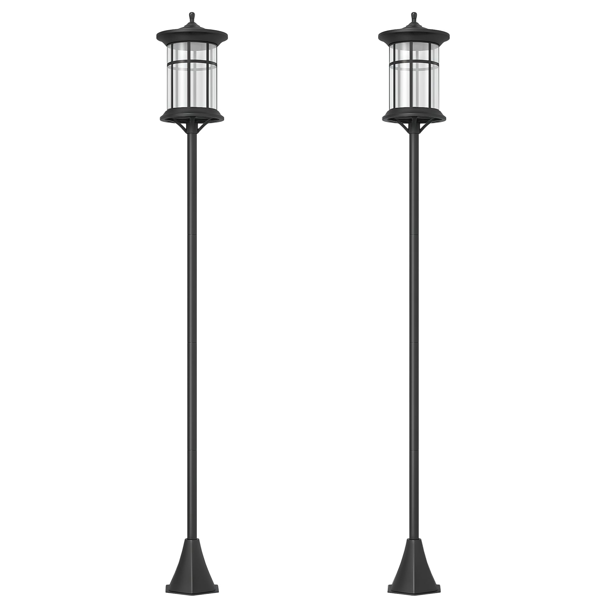 Outsunny 2 Farolas Solares Exterior Luces Solares Exterior con Panel Solar Encendido Automático y Marco de Acero Inoxidable Impermeable IP44 para Terraza Patio 23,5x23,5x184 cm Negro