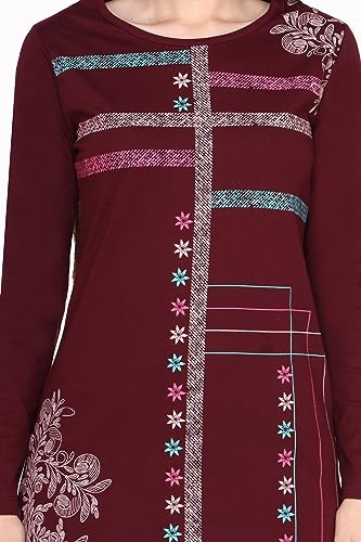 Image of Women Printed Full Sleeve Cotton Tshirt with Side Slits & Pocket | Small - 7XL Size