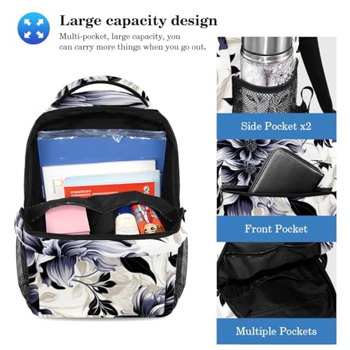 Sac à dos avec trousse fleurs multicolore 40cm pour étudiants