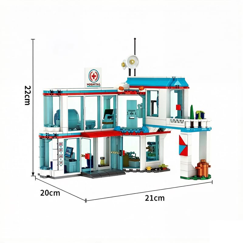 Image of SKY LINE OCEAN City Hospital STEM 3-in-1 Building Block Set, 687 PCS Multi-Model Kit with Ambulance, Truck & Rescue Helicopter, City Series Construction Toy for Kids 6+ | 5 Year Structural Warranty