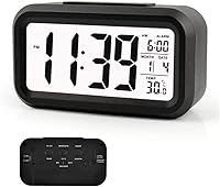 Vista 5 de axGear Reloj despertador digital Pantalla LCD Termómetro Luz nocturna inteligente Luz trasera