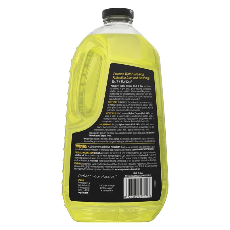 Meguiar’s Shampoing 2 en 1 Wash & Wax - Hybride céramique G264848EU - 1400 ML