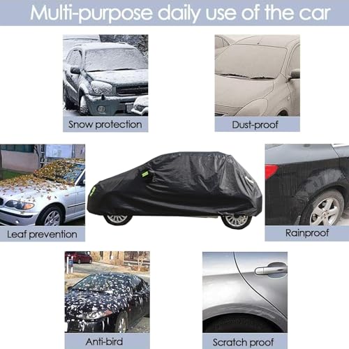 Image of Car Cover Waterproof All Weather Compatible with Fiat 500 /500 Abarth 2011-2022,Car Cover Sun Hail UV Snow Dust Protection Cover Exterior Accessories (Black)