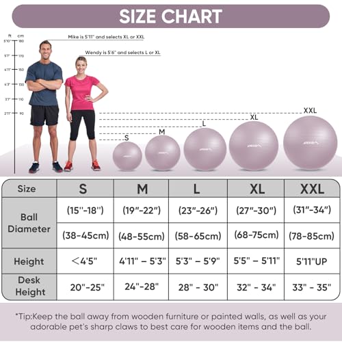 Image of APEXUP Yoga Ball, 660 lbs Anti-Burst Exercise Ball with Pump, 5 Sizes | Anti-Burst, Anti-Slip, SGS Certified, Strengthens Core, Improves Balance & Posture, Boosts Flexibility & Stability