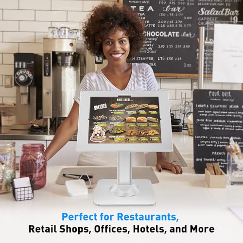 AboveTEK Anti-Theft iPad Kiosk Stand – POS iPad Security Mount with 360° Swivel & 75° Tilt, Heavy Duty Tablet Kiosk Desk Holder for Retail & Business POS Systems (White) by AboveTEK - Image 2