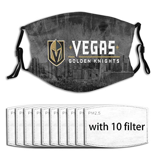 Las Vegas Golden Hockey Fans Reusable Mouth Cover Face Scarf for Men Women Sports/Outdoor with 10 Filter