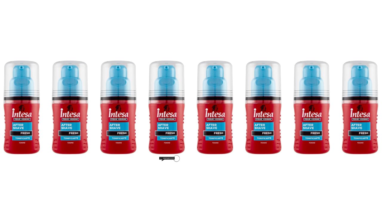 8x INTESA POUR HOMME After Shave Fresh Tonificante, Belebende Formel, 100 ml,+ Italy Shop Service Kostenloser Schlüsselanhänger
