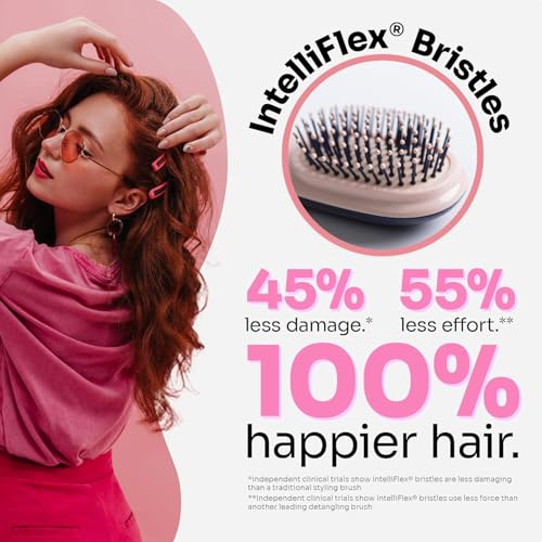 Image of HOOPOES Mini Hair Brush for Men, Women & Kids - Detangling Hair Brush - Ultra-Soft IntelliFlex Bristles Brush for Natural, Curly, Straight, Wet or Dry Hair (Medium)