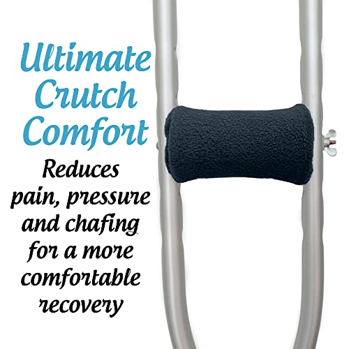 Universal Crutch Hand Grip Covers - Luxurious Soft Fleece with Sculpted Memory Foam Cores (Black) … - Thumbnail 2