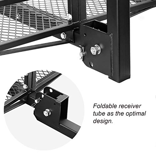 XCAR Hitch Mount High Side Cargo Carrier Rack Luggage Basket with Hitch Tightener for Car with 2" Receiver