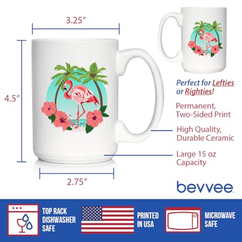 Taza de cerámica blanca con flamenco 15oz miniatura 4