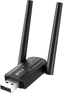 Ultra Long Range Bluetooth 5.3 Pro USB Adapter with Dual Antennas for PC Supports Windows 11/10/8.1/7, Plug and Play for Windows 11/10, 5.3+EDR for PC,Laptop,Keyboard,Mouse,Headsets,Speakers