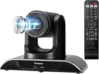 Tenveo PTZ Webcam with Remote,10X Optics Zoom Live Streaming Church IP Camera with HDMI and 3G-SDI Outputs IP Control Camera,1080p@60 Full HD Broadcast and PTZ Conference Camera(VHD10N)