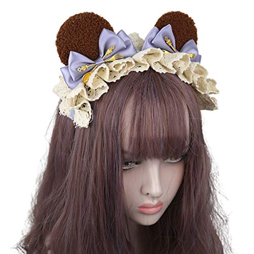 日本のプラッシュイヤーヘッドバンドレースボウアニマルコスプレヘアフープ