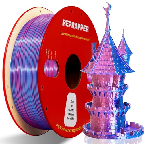 Image of Reprapper Dual Color Filament Coextrusion PLA Filament 1.75mm for 3D Printer, Multicolor Like Rainbow PLA, 2.2lbs (1kg), Silk PLA Pink & Blue