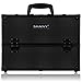 SHANY Essential Pro Makeup Train Case Cosmetic Box Portable Makeup Case Cosmetics Beauty Organizer Jewelry storage with Locks, Multi Compartments Makeup Box and Shoulder Strap - All Black
