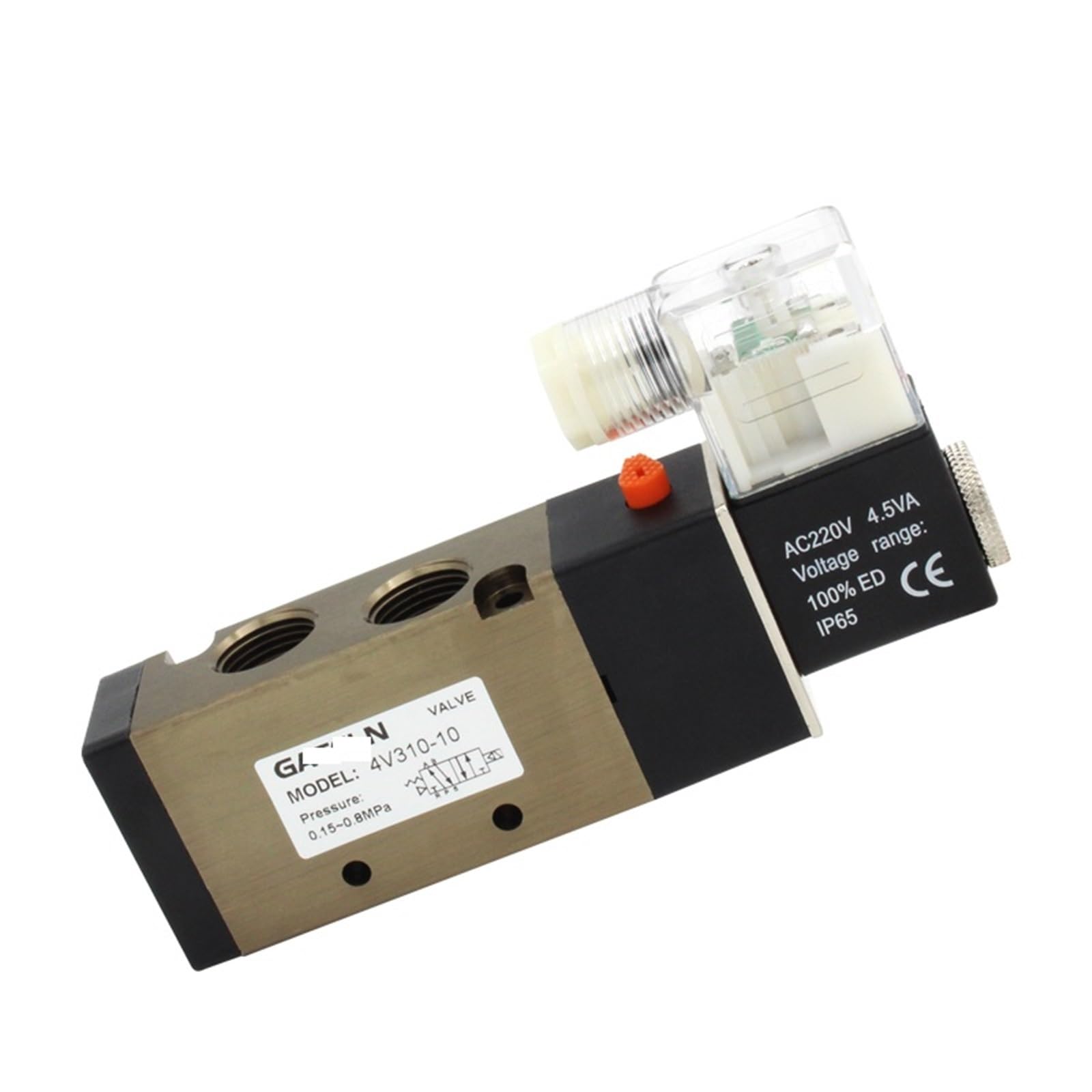 TREDSWQCV 4V310-10 DC12V DC24V AC220V Pneumatic Solenoid Valve With Muffler 6mm 8mm 10mm 12mm Quick Fitting AC 110v 220v 4V310 10 1Pcs(With 12mm fittings)