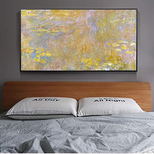 Impression sur toile Monet Nénuphars de qualité supérieure, paysage d'art mural 65x130