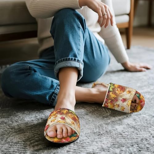 Forchrinse Thanksgiving House Slippers for Women Men Comfortable Flannel Open Toe Slippers Reusable Guest Spa Shoes3