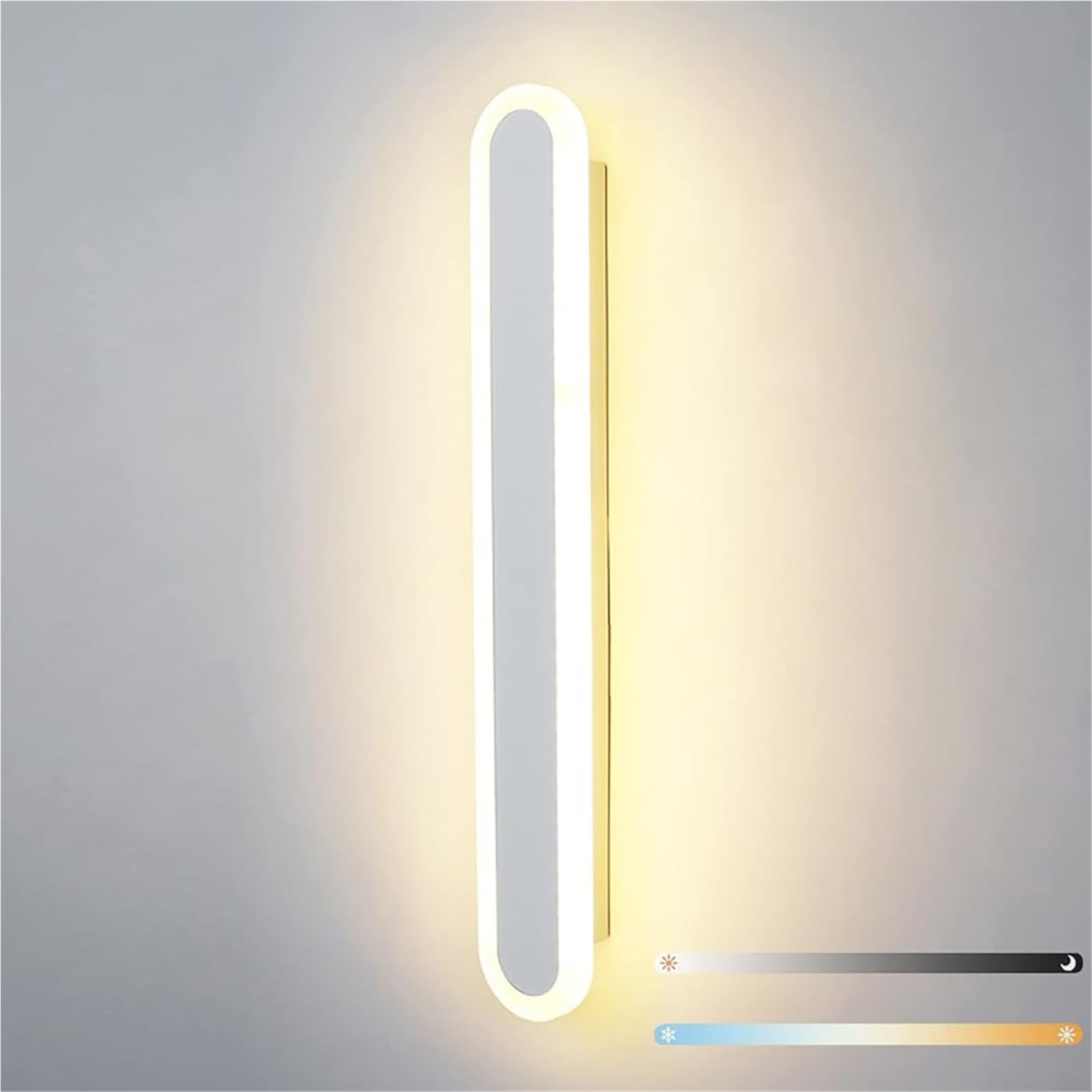 HCZKIUJY Dimmable LED Long Strip Wall Sconces, Adjustable Color Indoor Wall Lamp with Acrylic Aluminum Fixture for Bedroom Living Room Balcony Restaurant Hotel Corridor(White-120cm 58W)