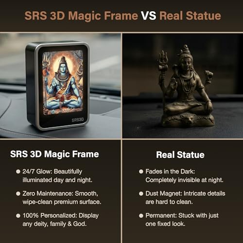 Image of Car Dashboard God Digital Frame Both Side with 16 Different Colors and Adjustable Brightness- Size 4.5 inchx3.3 inch | Shrimant Dagdusheth Ganpati and Lalbaugcha Raja