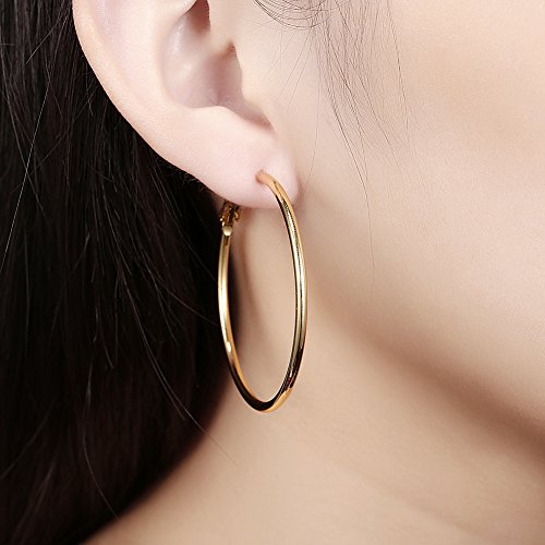 Gslaoz Gold Hoop Earrings, 18K Gold Plated Rounded Hoops Earrings For Women thumb #1
