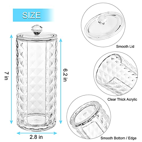 Myityard Bathroom Cup Dispenser, Countertop Mouthwash Cup Holder For 3 Oz Disposable Paper Cups, Clear Acrylic Diamond Grain Small Cotton Rounds Storage Organizer With Lid #TOP2